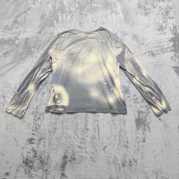 Zara Top Womens M Gray Yellow Bleach Splatter Crew Neck Long Sleeve Pullover - Picture 2 of 7